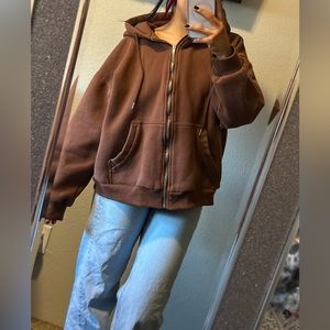 NWOT Women’s Oversized Zip Up Hoodie Brown Size L